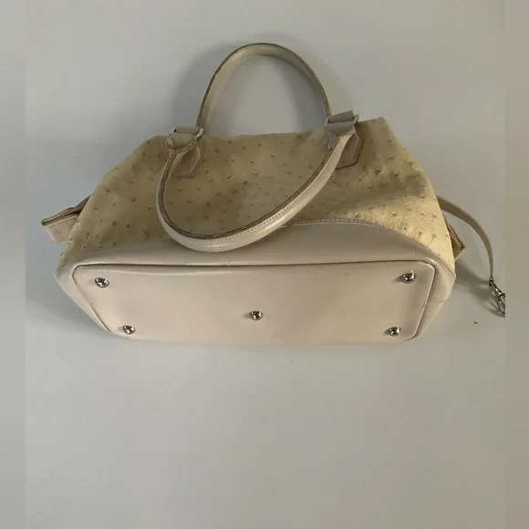 Longchamp Natural Tan Ostrich Leather Legend Bag Purse Satchel - Picture 7 of 15